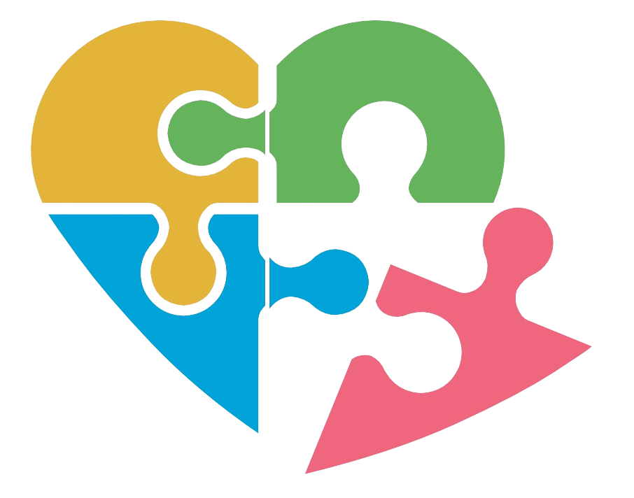 Imagem de um coração em formato de quebra cabeça que representa a logo da instituição